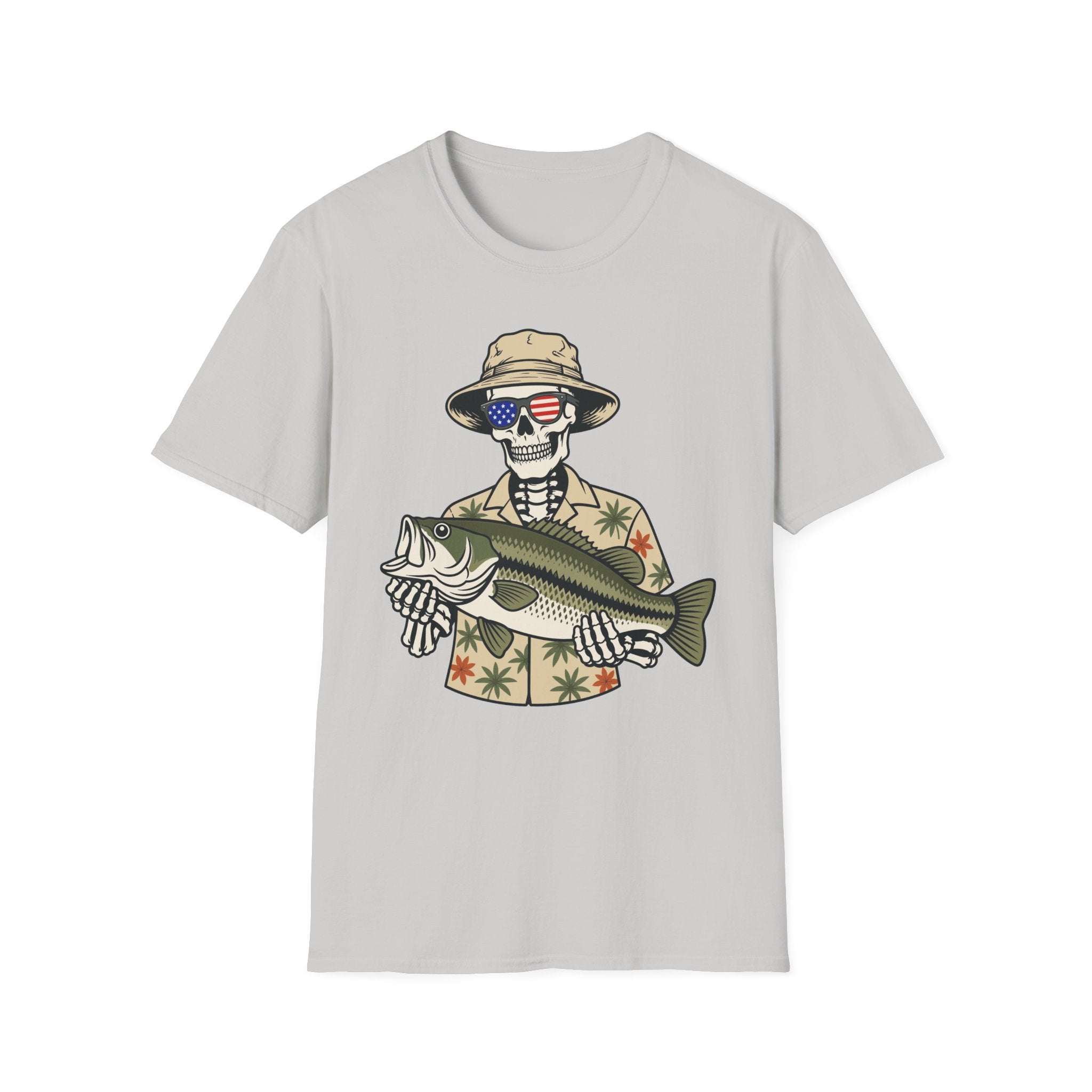 Patriotic Skeleton Holding Bass T-Shirt