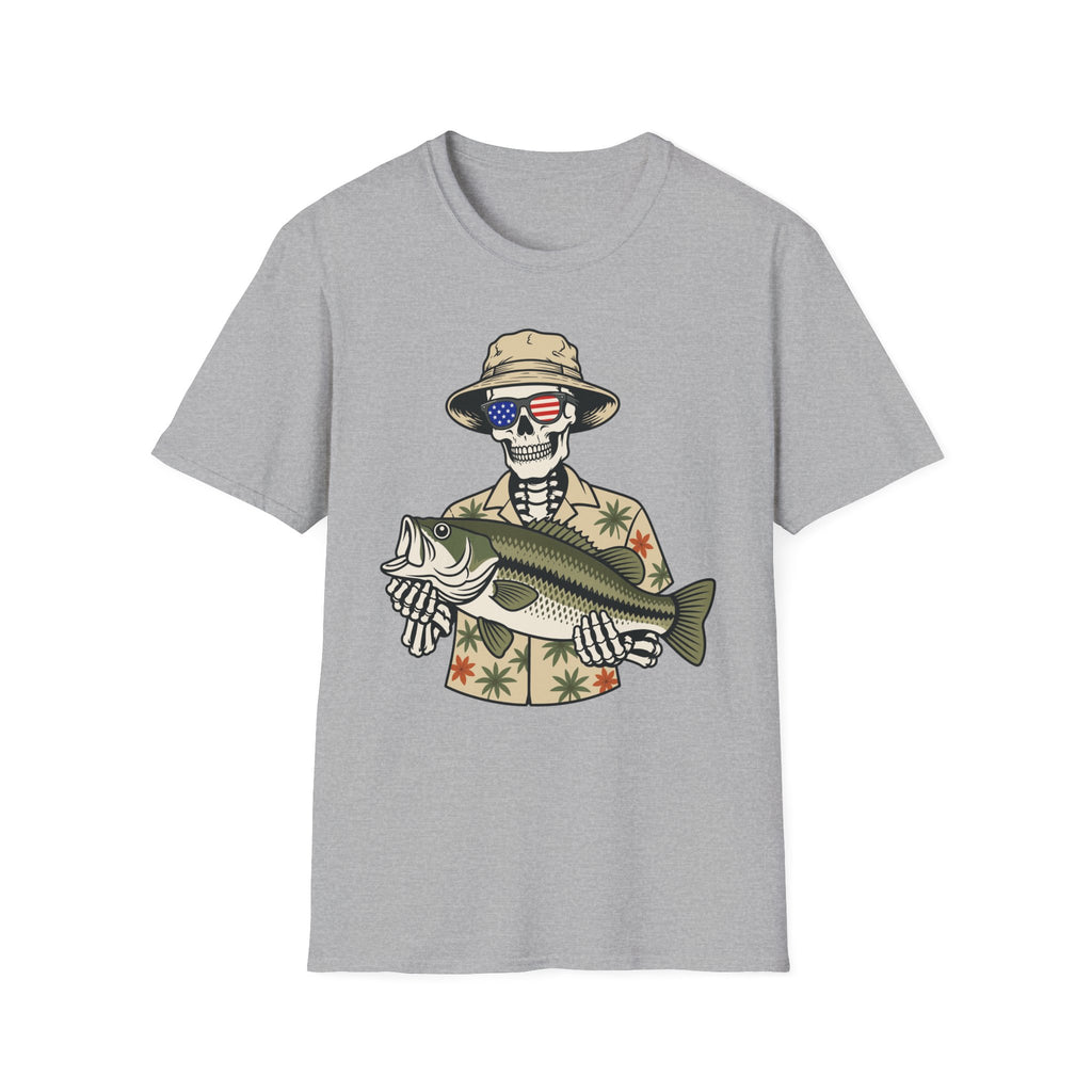 Patriotic Skeleton Holding Bass T-Shirt