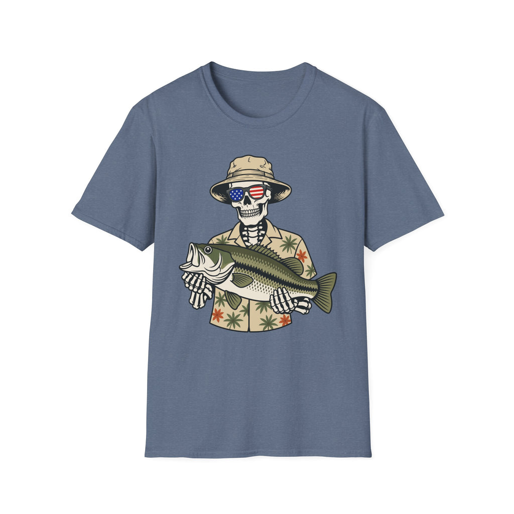 Patriotic Skeleton Holding Bass T-Shirt