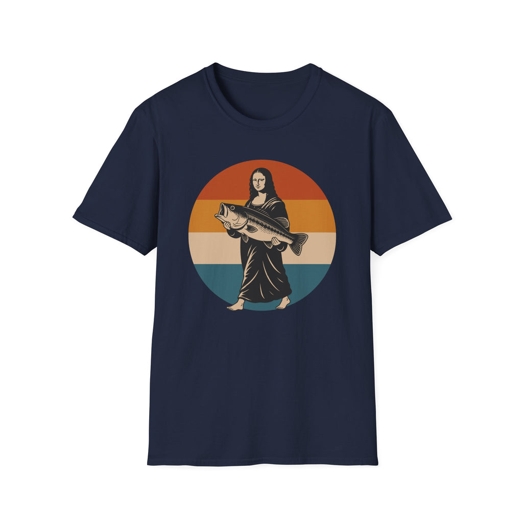 Retro Mona Lisa Holding Bass T-Shirt