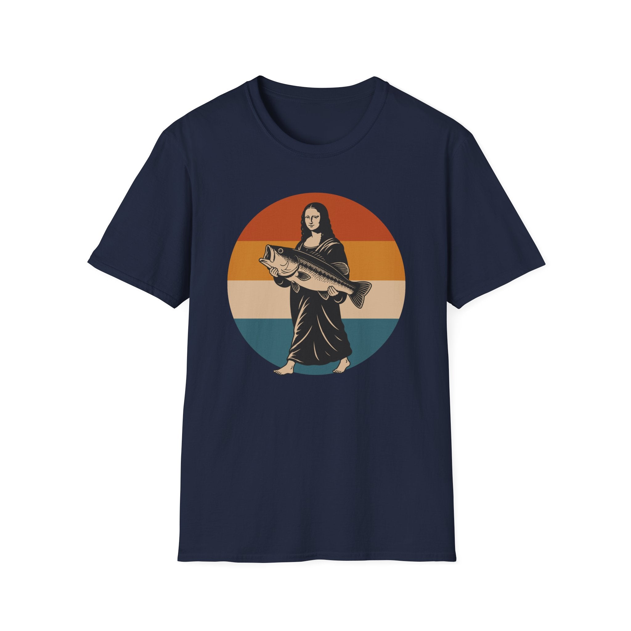 Retro Mona Lisa Holding Bass T-Shirt