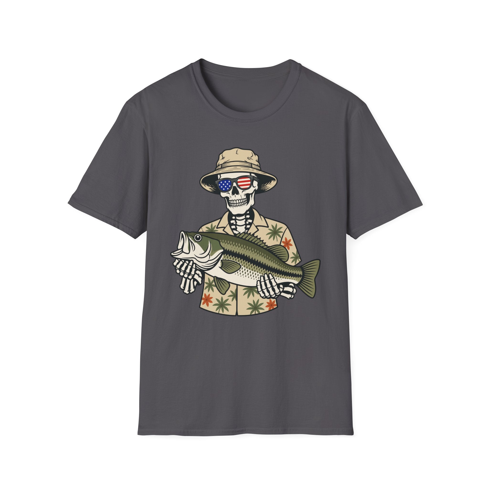 Patriotic Skeleton Holding Bass T-Shirt