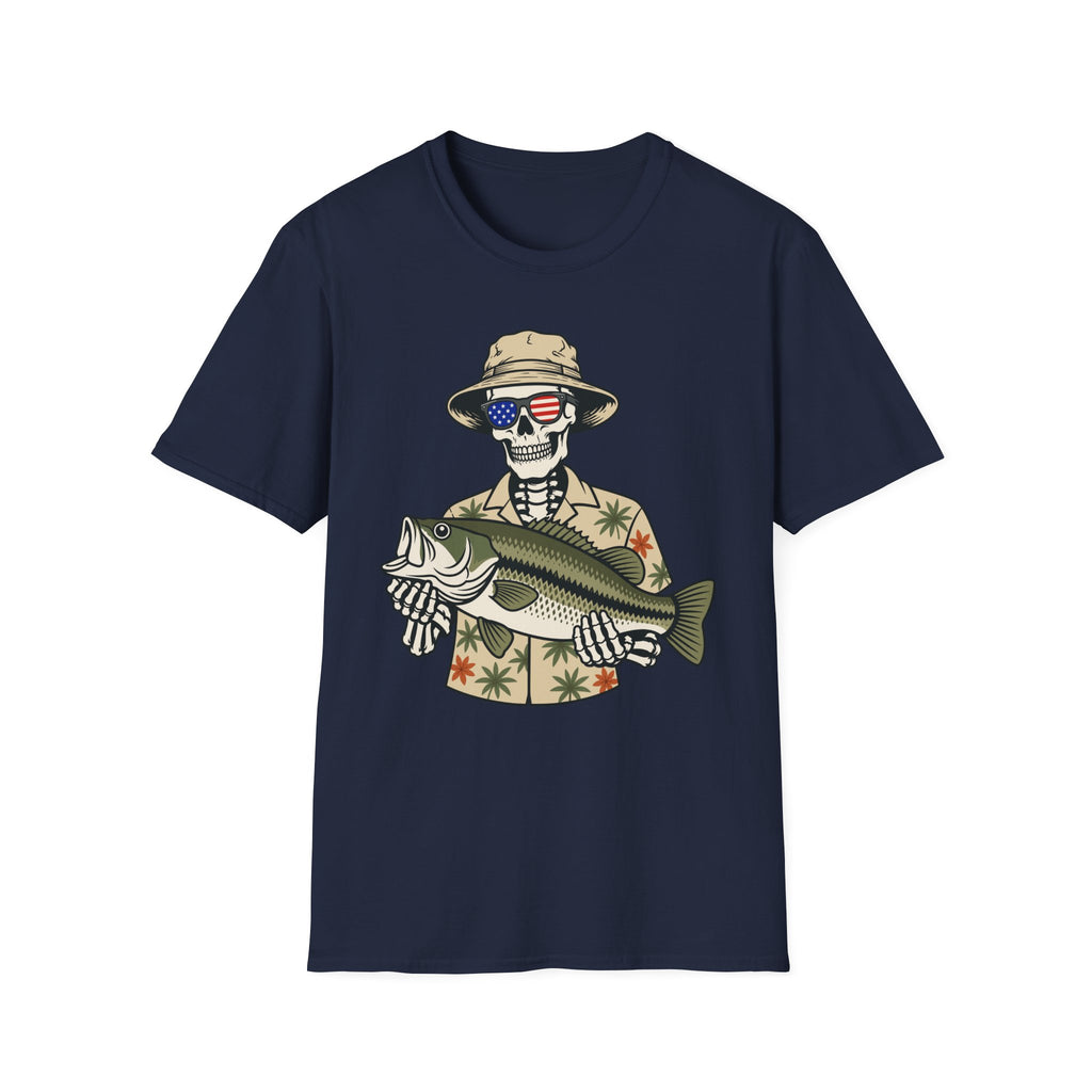 Patriotic Skeleton Holding Bass T-Shirt