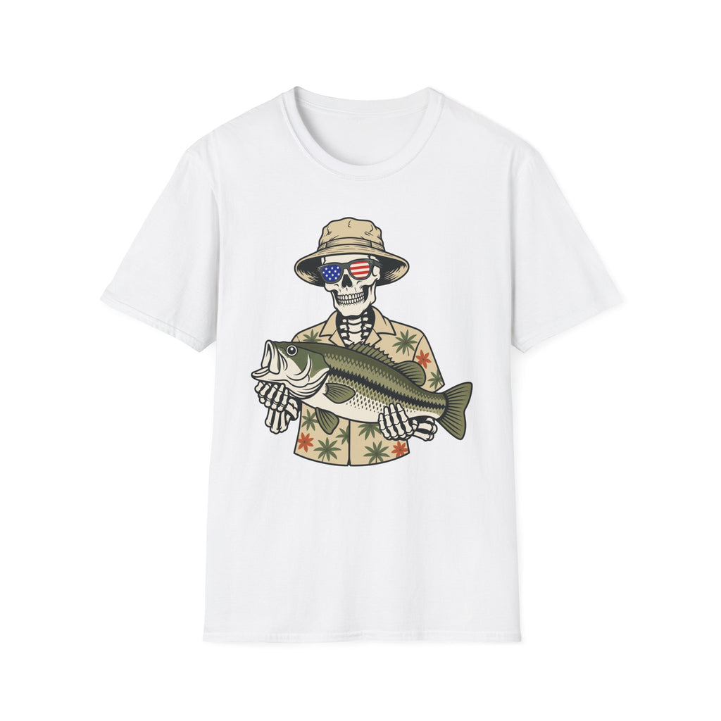 Patriotic Skeleton Holding Bass T-Shirt