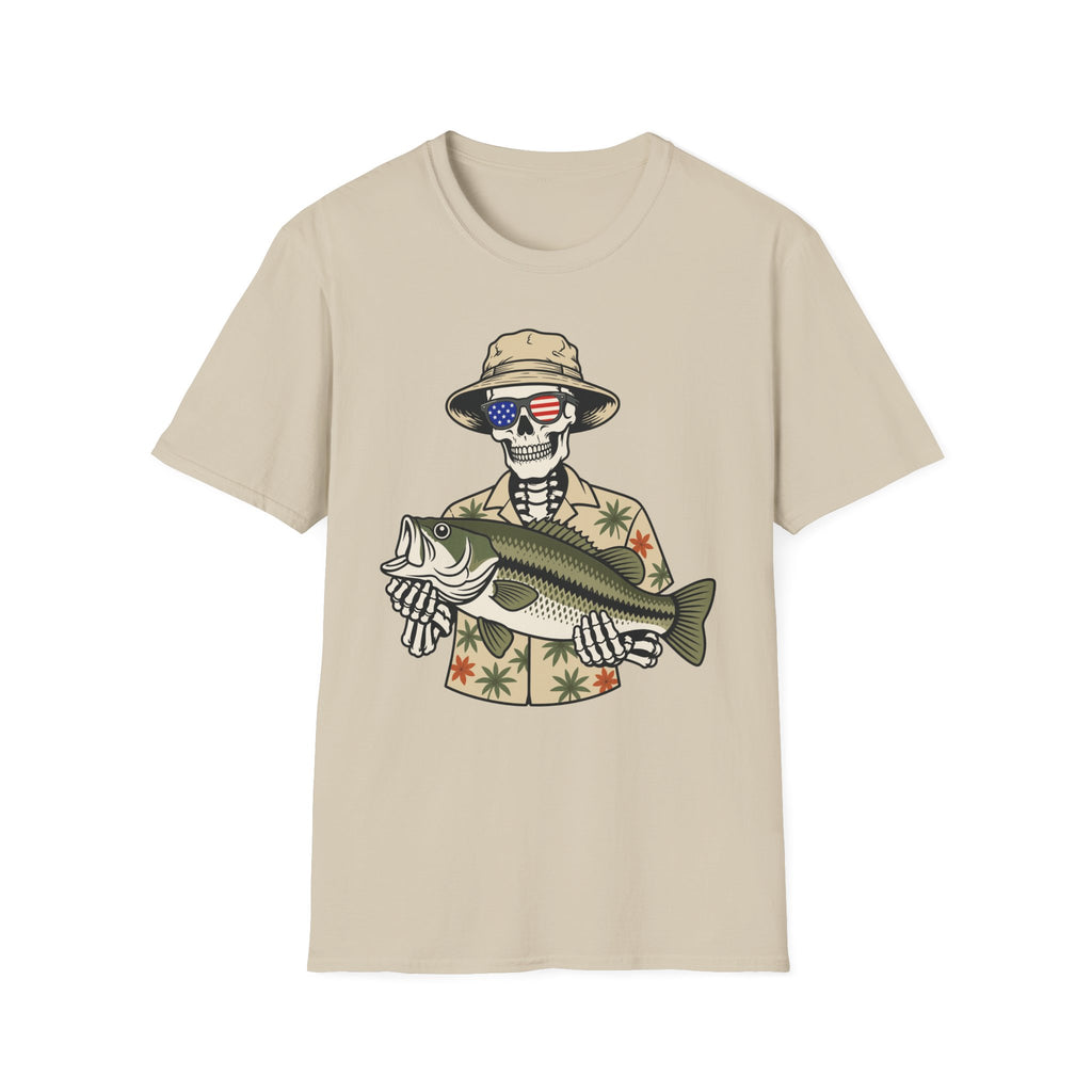 Patriotic Skeleton Holding Bass T-Shirt