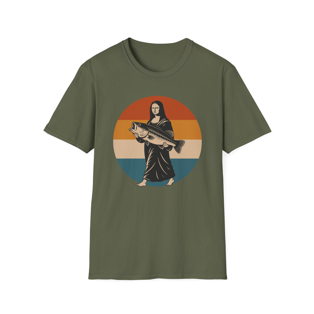 Retro Mona Lisa Holding Bass T-Shirt