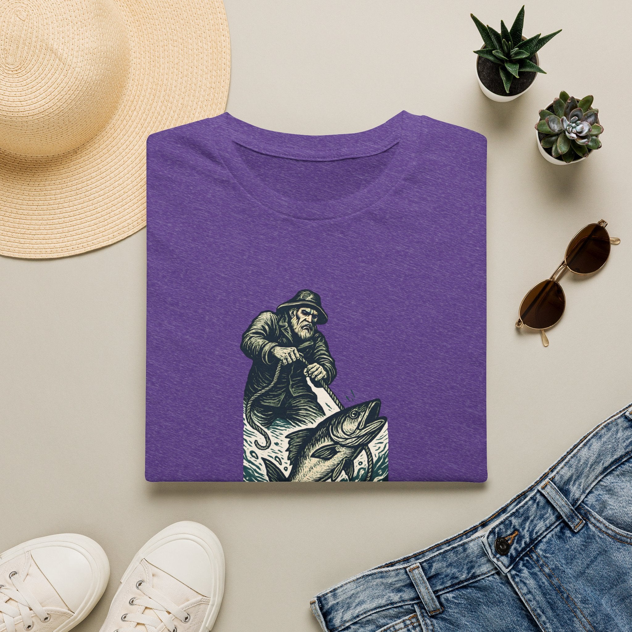 Fisherman Reeling Giant Fish T-Shirt